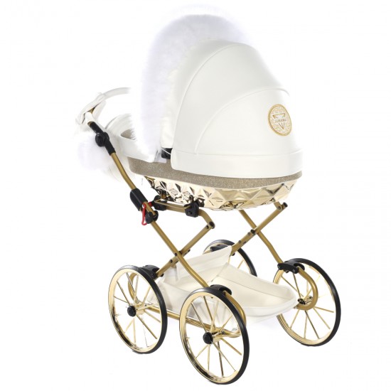 Junama Handcraft Glitter Dolls Pram White Gold